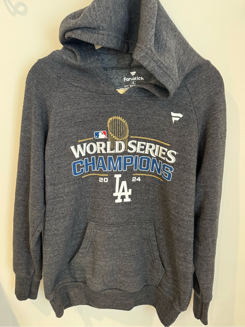 Fanatics Gray LA Dodgers World Series Champions Hoodie Size Medium